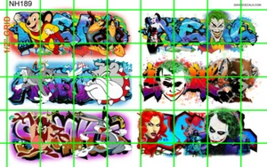 NH189 DAVE'S DECALS N SCALE CARTOON MOUSE JOKER BULLDOG CAT GRAFFITI STREET ART - Picture 1 of 5