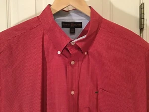 Mens Size XXL Hilfiger Checks & Plaids Long Sleeve Button Down Shirt Red EUC - Picture 1 of 4