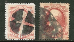 Sc #159/186 NYFM & SON CROSS Fancy Cancels 6 Cent Lincoln Banknote 1871 US 14B56 - Picture 1 of 4