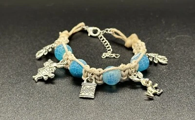Bunny Rabbit HEMP Bracelet Aqua Crackle Agate Handmade - Image 1 of 2