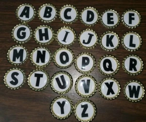 Toddlers Preschool Learning ABC Alphabet Letters in bottle caps - Picture 1 of 6