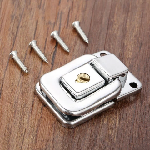 Cabinet Wardrobe Cupboard Drawer Jewelry Box Toggle Latch Lock & Key Silver Tone Cover
