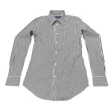 Ralph Lauren Women's Slim Fit Cotton Stretch Poplin Shirt In Black/White US2/UK6