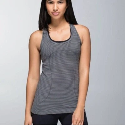 Lululemon Black/White Swiftly Tech Racerback Tank First Release Size 8 - Image 1 of 4
