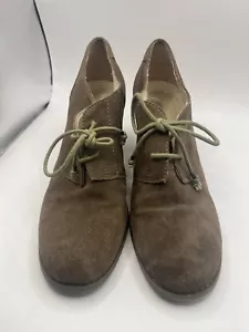 JOANNE MERCER Brown Lace Up Heels Brogue Size 7.5 Block Heel Suede Bootie - Picture 1 of 11