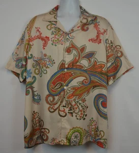 Perte D’ego Hawaiihemd Herren XL Kurzarm Knopfleiste Mehrfarbig Paisley Neu mit Etikett - Bild 1 von 10