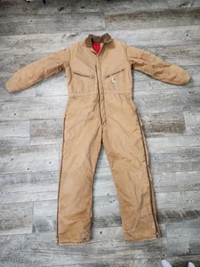 Men's Vintage Carhartt USA Duck Canvas Quilt Lined Jacket Coveralls Sz 44R - Picture 1 of 22