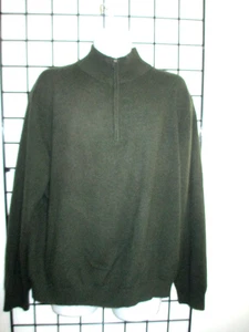 W.H. BELK 🔥 MENS XL==DARK OLIVE GREEN / 2 PLY CASHMERE / 1/4 ZIP SWEATER - Picture 1 of 7