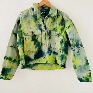 Zara Green And Black Tie Dye Jacket Small - Picture 1 of 5