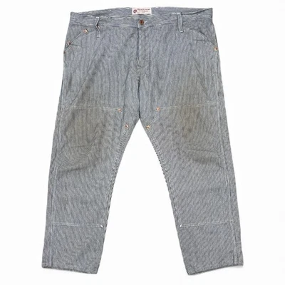 Pantalones de mezclilla para hombre Grease Point Workwear, talla 42 X 29 hechos en EE. UU., doble rodilla, a rayas Foto 1 de 4