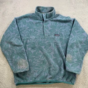 Pullover polar Patagonia Synchilla para hombre talla L estampado de hojas verdes cuello a presión - Imagen 1 de 10