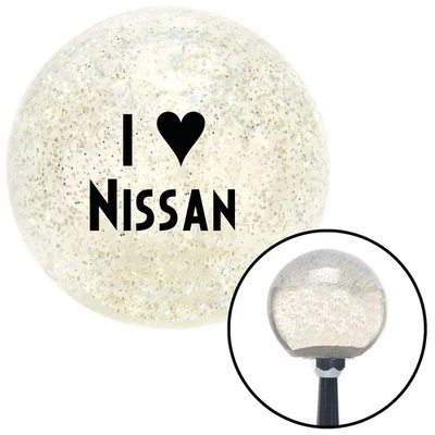 Black I <3 for NISSAN Clear Metal Flake Shift Knob w/ M16x1.5 Insert Shifter - Image 1 of 4