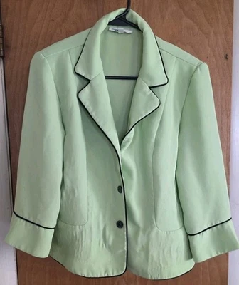 Blazer ligero verde Studio I para mujer, hombreras, talla 12 Foto 1 de 3