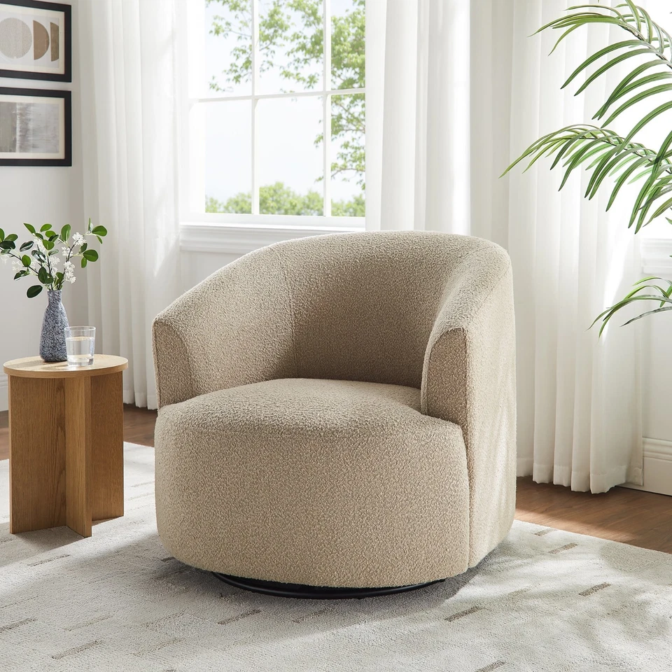 BRANDED NEW Boucle Swivel Accent Chair, Taupe