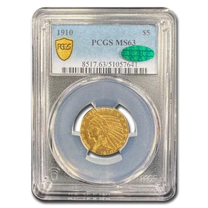 1910 $5 Indian Gold Half Eagle MS-63 PCGS CAC - Picture 1 of 3