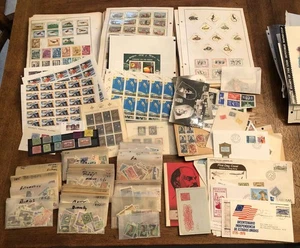 E4917: Old-Time Estate Stamp Lot, Stack Album Pages, (2) Boxes, Covers, Min Sets - Picture 1 of 3