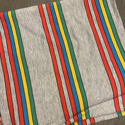 Tecido de jersey com listras verdes vermelhas amarelas 60x62 polegadas - Imagem 1 de 2