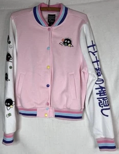 Spirited Away Studio Ghibli Soot Sprites Pastel Pink Varsity Jacket Women's M - Picture 1 of 9