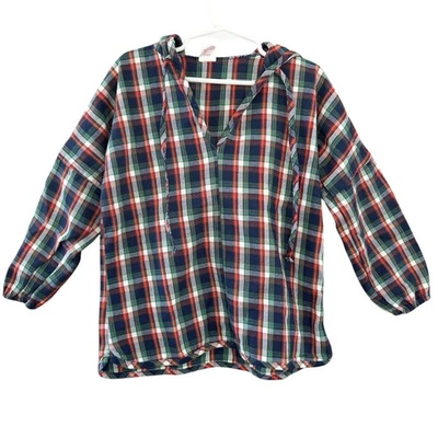 Camisa De Colección Buster Marrón Niño 5/6 Manga Larga Tejida A Cuadros Con Capucha Hecha en EE. UU. Foto 1 de 4