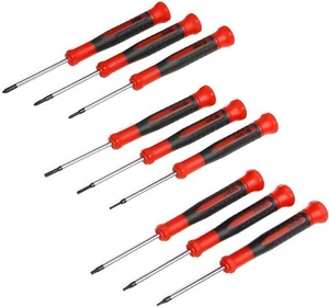 9Pcs Precision Screwdriver Set Phillips#0,00,000,Flat 1.5mm 2mm 2.5mm T5,T6,T7 - Picture 1 of 5