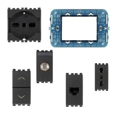 SERIE VIMAR ARKÈ COMPATIBILE FRUTTI PRESA PLACCA SUPPORTO PULSANTE SCHUKO GRIGIO