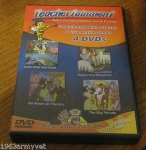 NIB FOR HOME RELIGION SCHOOLING 4 DVDs and 24 Bible Stories - Teachers Kids - Foto 1 di 1
