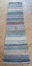Antique Imported Swedish Hand Made Rag Rug Runner (21" x 87" ) As Shown