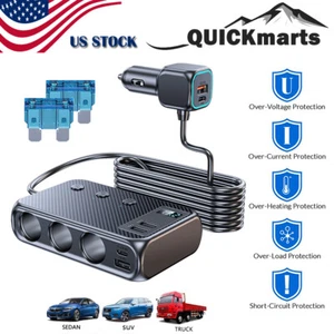Multi Auto Zigarettenanzünder Buchse USB Stecker Schnell Ladegerät Netzteil Splitter - Bild 1 von 12