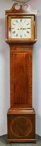 Antique English 19thC 8 Day Bell Striking Mahogany Grandfather Longcase Clock Cover