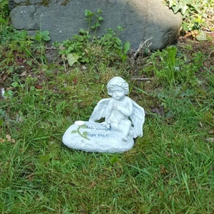 Gartenengel Gartenfigur Grabengel mit Spruch Trauerengel Figur Trauer I3453 - Bild 1 von 6