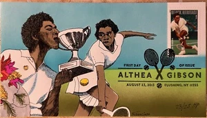 US Geerlings FDC Althea Gibson Tennis 2013 issue Hand Painted only 25 made - Picture 1 of 1