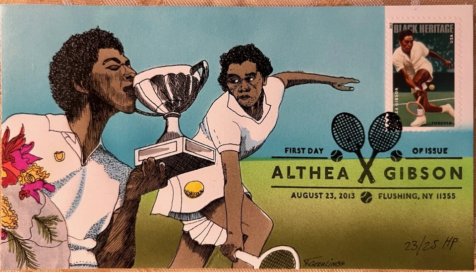 US Geerlings FDC Althea Gibson Tennis 2013 issue Hand Painted only 25 made - Image 1 of 1