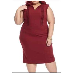 Abito Tocca in perfette condizioni ($437) più 3X Borgogna Ponte Pintuck Lunghezza Ginocchio - Foto 1 di 9