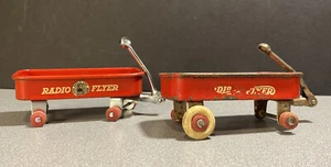 Vintage Lot 2 Mini Radio Flyers Salesman Sample Wagon Radio Steel Mfg 1930s 4.5” - Picture 1 of 10