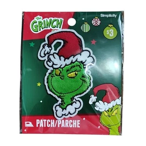 The Grinch Santa Hat Embroidered Iron-On Patch Simplicity By Design - Picture 1 of 2
