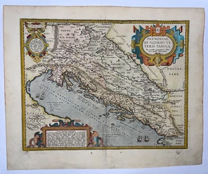 BALCANES DALMACIA 1624 ABRAHAM ORTELIO GRANDE BONITO MAPA ANTIGUO SIGLO XVII - Imagen 1 de 9