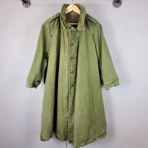 WWII French Army Trench Motorized Coat Motorcycle Jacket Canvas Olive Green - Picture 1 of 15