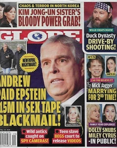 Globe Tabloid Magazine Prince Andrew Jeffrey Epstein Mick Jagger Dolly Parton - Imagen 1 de 12