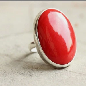 Red Coral Gemstone 925Sterling Silver Birthday Gift Ring Jewelry All Size CK-143 - Picture 1 of 4
