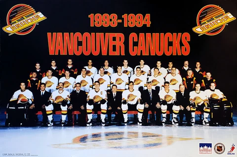 Rare VANCOUVER CANUCKS 1993-1994 Official NHL Hockey Team POSTER by Starline Cover