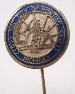 VTG ENAMELED CITY OF PONTIAC STICK PIN CHIEF PONTIAC - Picture 1 of 5