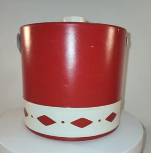 Vintage ice bucket barware red w/white diamond pattern cutouts 1960 - Picture 1 of 8