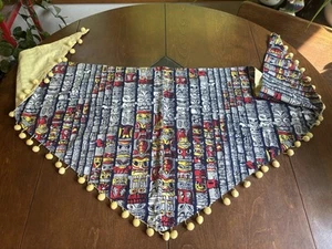 Vintage Tiki Totem Design Shawl Scarf Handmade Signed MCM Hawaiian Luau - Picture 1 of 6