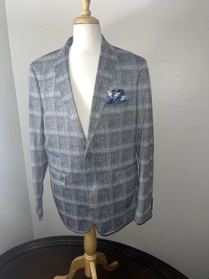 a fish named fred Gray Navy Check Blazer 46R - Image 1 of 4