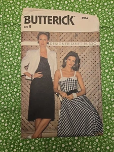 Vestido Chaqueta Butterick 4964 Misses Janet Russo Talla 8 Costura Patrón Sin Cortar - Imagen 1 de 4