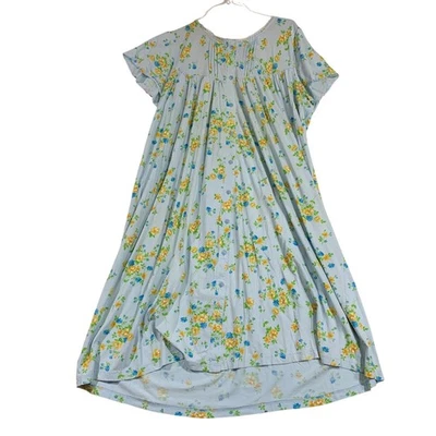 Fashion Bug Sleepwear Womens 18/20 Blue Floral Cotton Maxi Nightgown Lounger - Image 1 of 4