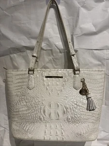 BRAHMIN Medium Asher Coconut Milk Melbourne Crocodile-Embossed Leather Tote Bag - Picture 1 of 19
