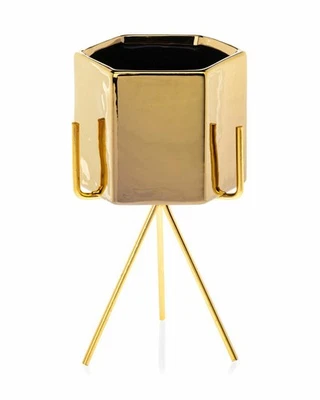 HowHomely Blumenständer mit Übertöpf Blumentopf gold modern Dekoration 20cm - Bild 1 von 4