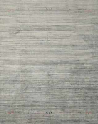 Hand-Knotted Gray Gabbeh Area Rug 10x10 Ft Solid Oriental Square Wool Carpet - Image 1 of 4