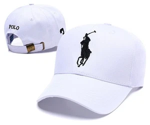 POLO Men's Embroidery Logo Adjustable Casual Sports Baseball Cap Hat New White - Picture 1 of 2